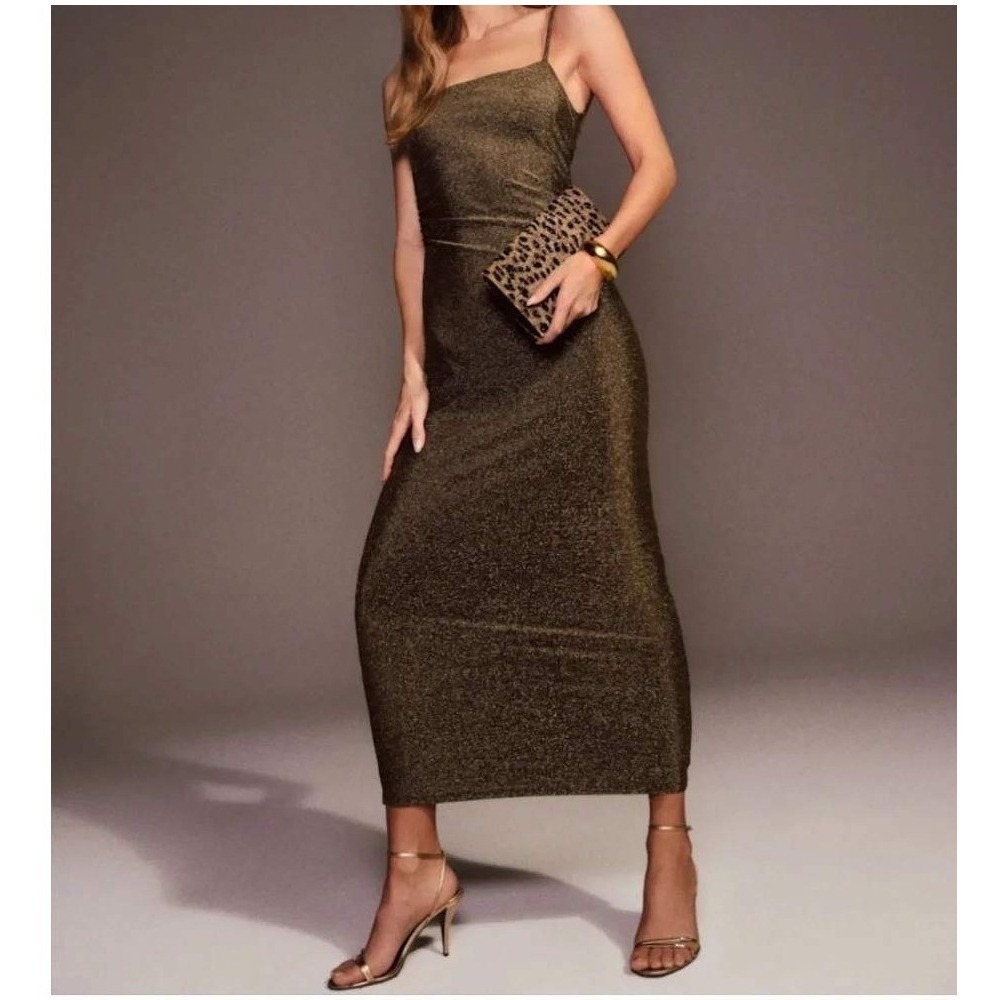 Reformation Breslin metallic midi dress size XL open‎ back twist detail